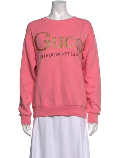 Pre-owned Gucci Graphic Print Crew Neck Sweatshirt In Pink
