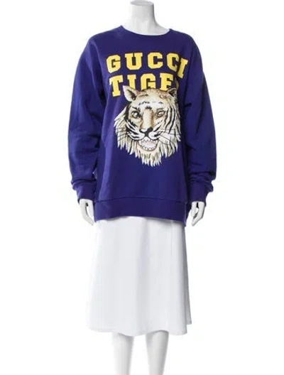 Pre-owned Gucci Graphic Print Crew Neck Sweatshirt In Purple