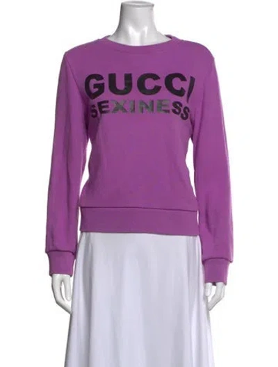 Pre-owned Gucci Graphic Print Crew Neck Sweatshirt In Purple