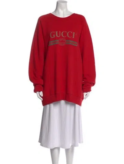 Pre-owned Gucci Graphic Print Crew Neck Sweatshirt In Red