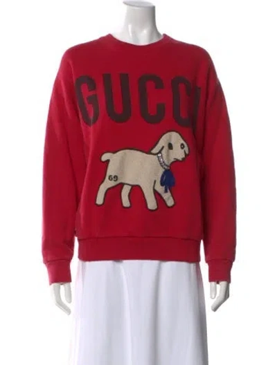 Pre-owned Gucci Graphic Print Crew Neck Sweatshirt In Red