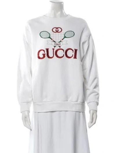 Pre-owned Gucci Graphic Print Crew Neck Sweatshirt In White