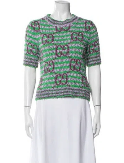 Pre-owned Gucci Graphic Print Crew Neck Top In Green