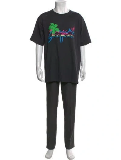 Pre-owned Gucci Graphic Print Crew Neck T-shirt In Black