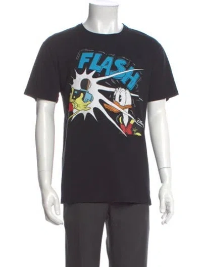 Pre-owned Gucci Graphic Print Crew Neck T-shirt In Black
