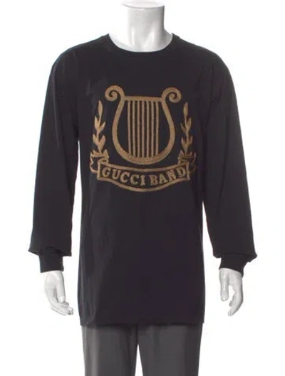Pre-owned Gucci Graphic Print Crew Neck T-shirt In Black