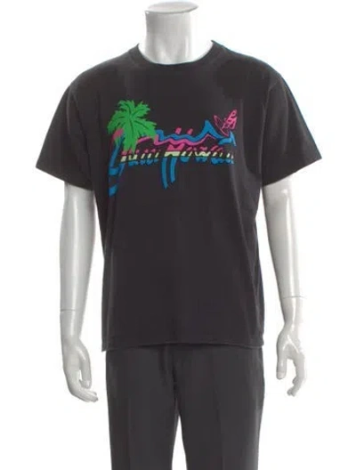 Pre-owned Gucci Graphic Print Crew Neck T-shirt In Black