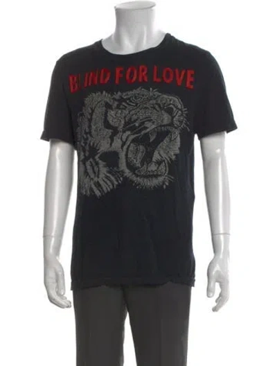 Pre-owned Gucci Graphic Print Crew Neck T-shirt In Black