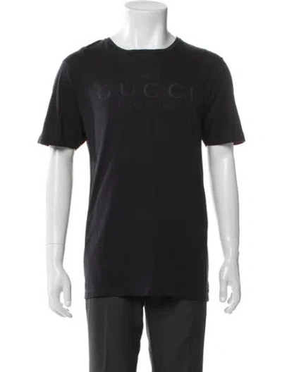 Pre-owned Gucci Graphic Print Crew Neck T-shirt In Black