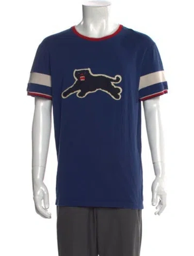 Pre-owned Gucci Graphic Print Crew Neck T-shirt In Blue
