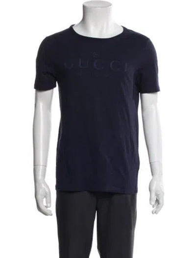 Pre-owned Gucci Graphic Print Crew Neck T-shirt In Blue