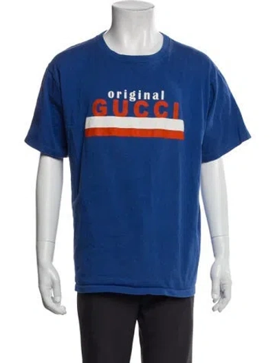 Pre-owned Gucci Graphic Print Crew Neck T-shirt In Blue