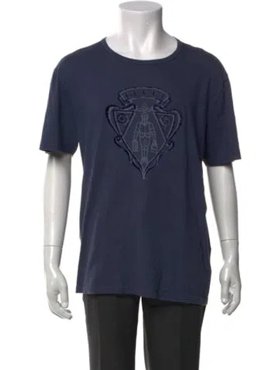 Pre-owned Gucci Graphic Print Crew Neck T-shirt In Blue