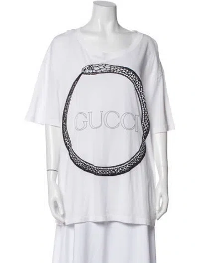 Pre-owned Gucci Graphic Print Crew Neck T-shirt In Neutral