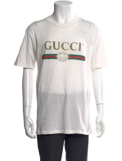 Pre-owned Gucci Graphic Print Crew Neck T-shirt In Neutral