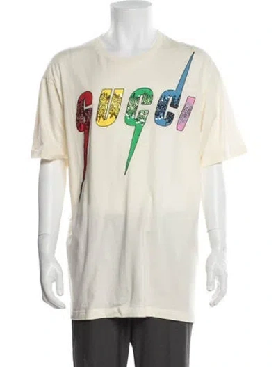 Pre-owned Gucci Graphic Print Crew Neck T-shirt In Neutral