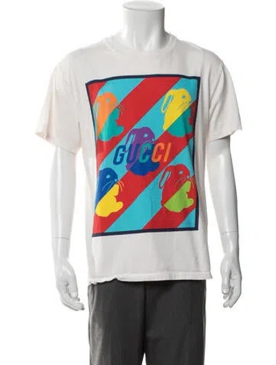 Pre-owned Gucci Graphic Print Crew Neck T-shirt In Neutral