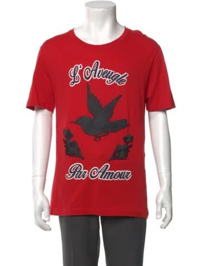 Pre-owned Gucci Graphic Print Crew Neck T-shirt In Red