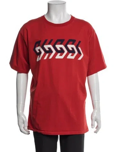 Pre-owned Gucci Graphic Print Crew Neck T-shirt In Red