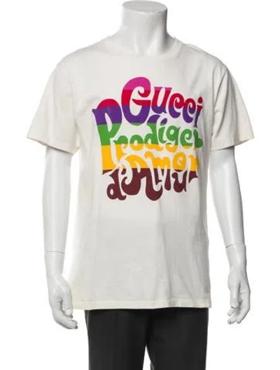 Pre-owned Gucci Graphic Print Crew Neck T-shirt In White