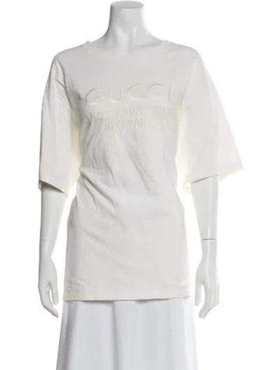 Pre-owned Gucci Graphic Print Crew Neck T-shirt In White