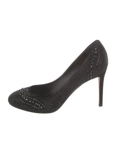 Pre-owned Gucci Graphic Print Crystal Embellishments Pumps In Black