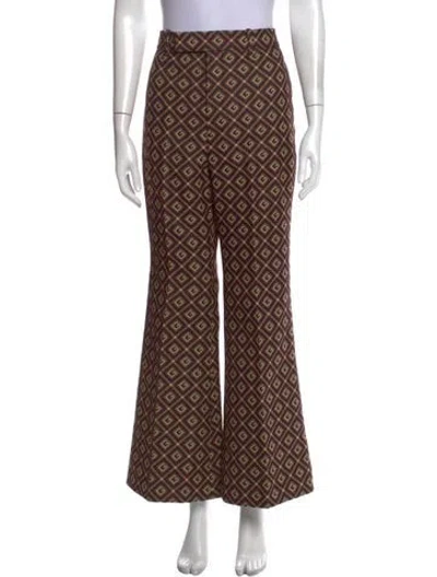 Pre-owned Gucci Graphic Print Flared Pants In Black