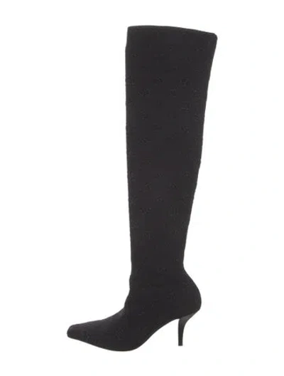 Pre-owned Gucci Graphic Print Glitter Accents Boots In Black/metallic