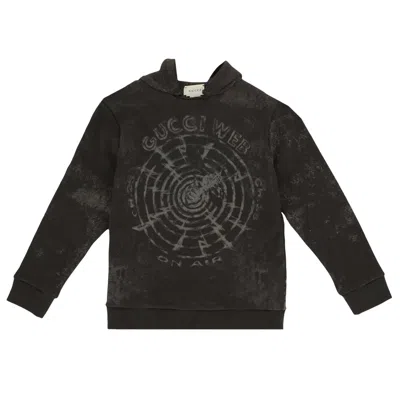 Pre-owned Gucci Graphic Print Hoodie 'grey' | Kid's Size 8 In Gray