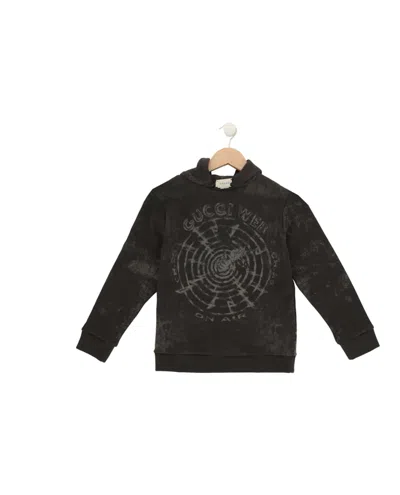 Pre-owned Gucci Graphic Print Hoodie In Grey In Gray