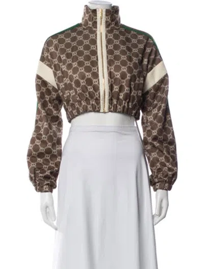 Pre-owned Gucci Graphic Print Jacket In Brown