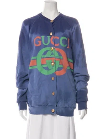 Pre-owned Gucci Graphic Print Jacket In Purple
