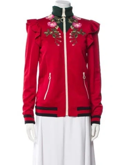 Pre-owned Gucci Graphic Print Jacket In Red