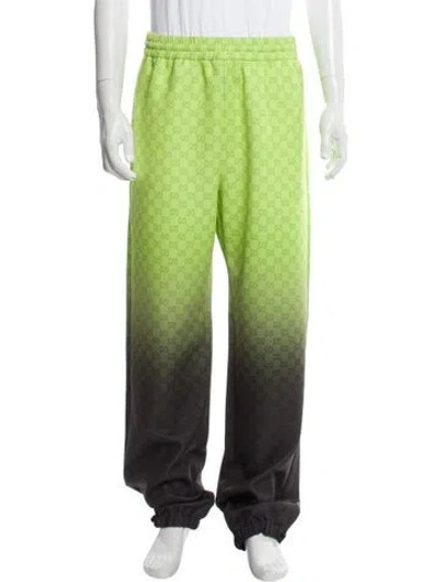 Pre-owned Gucci Graphic Print Joggers In Green
