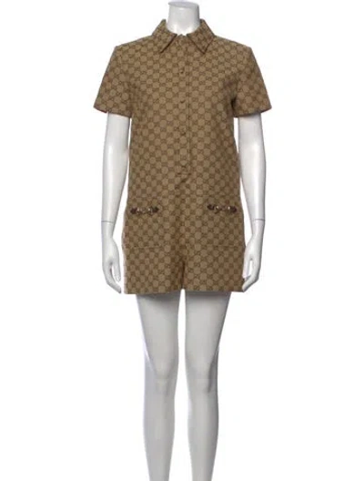 Pre-owned Gucci Graphic Print Jumpsuit In Neutrals