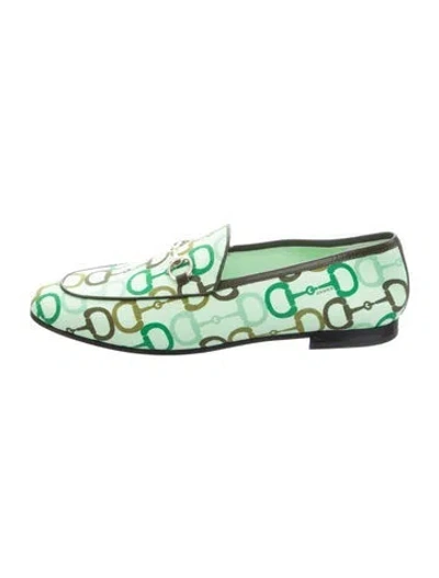 Pre-owned Gucci Graphic Print Loafers In Green