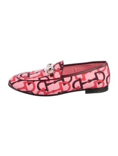 Pre-owned Gucci Graphic Print Loafers In Pink