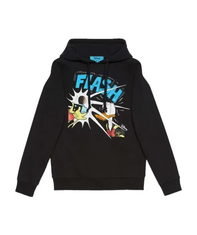 Gucci Graphic-print Long-sleeve Hoodie In Black