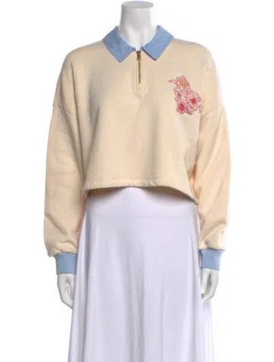 Pre-owned Gucci Graphic Print Long Sleeve Polo In Neutral