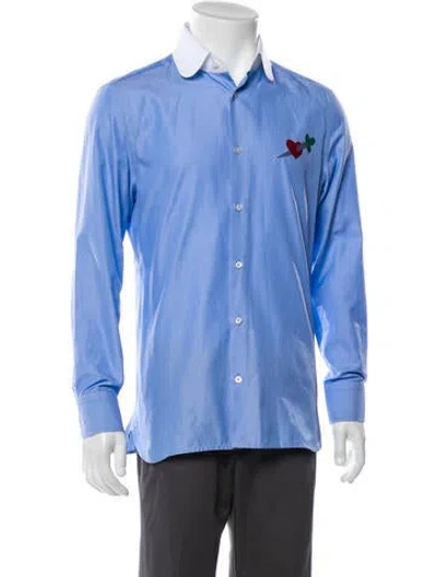 Pre-owned Gucci Graphic Print Long Sleeve Shirt In Blue