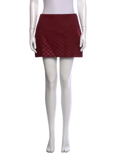 Pre-owned Gucci Graphic Print Mini Skirt In Burgundy