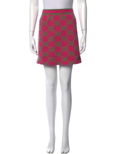 Pre-owned Gucci Graphic Print Mini Skirt In Green/pink
