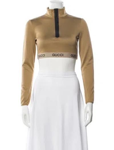 Pre-owned Gucci Graphic Print Mock Neck Sweater In Brown