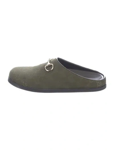 Pre-owned Gucci Graphic Print Mules In Green
