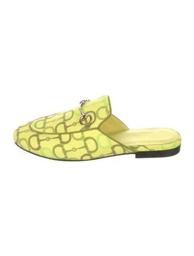 Pre-owned Gucci Graphic Print Mules In Green