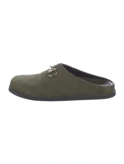 Pre-owned Gucci Graphic Print Mules In Green