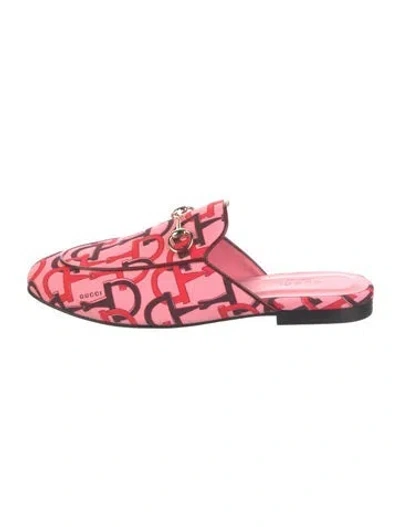 Pre-owned Gucci Graphic Print Mules In Pink
