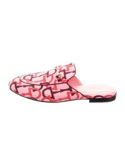 Pre-owned Gucci Graphic Print Mules In Pink