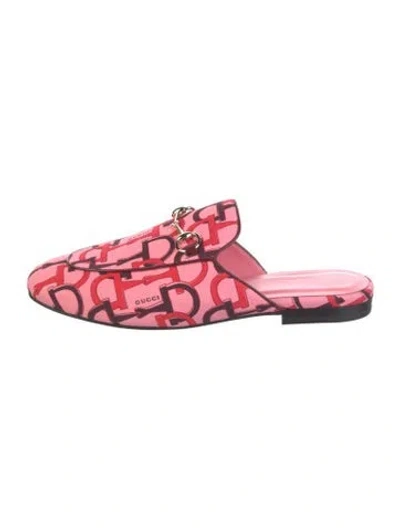 Pre-owned Gucci Graphic Print Mules In Pink