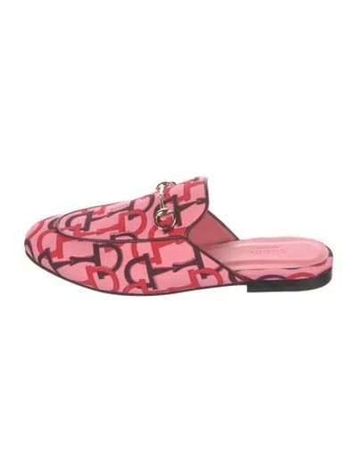 Pre-owned Gucci Graphic Print Mules In Pink